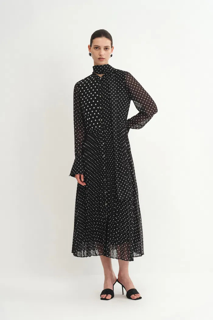 Ellie Polka Dot Dress in Chiffon | Fabrique