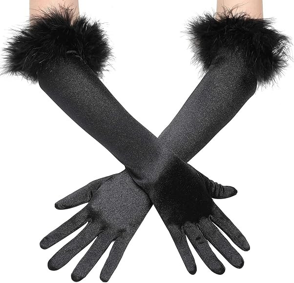 Classic Halloween Costume Black Long Gloves Women Prom Cosplay Gloves 1920s Party Wedding Bridal ... | Amazon (UK)