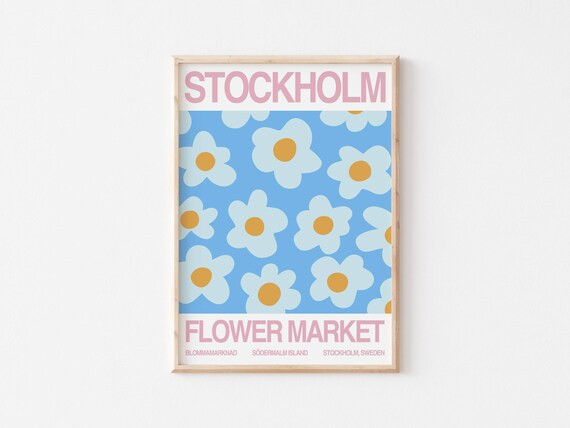 Stockholm flower market poster printable wall art print  | Etsy | Etsy (US)