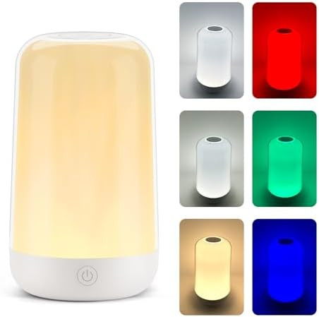FRIDEKO HOME RGB Touch Bedside Lamp for Nightstand, 3 Color Temperatures Rechargeable Battery Nig... | Amazon (US)
