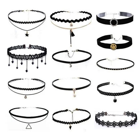 PENGXIANG 13PCS Black Choker Necklace Set Henna Tattoo Stretch Elastic Jewelry Women Girl Gift Pack | Walmart (US)
