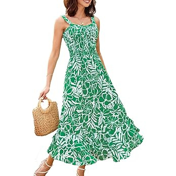 GRACE KARIN Women's 2026 Summer Floral Boho Dress Square Neck Strapped Swing A Line Sundress Beac... | Amazon (US)