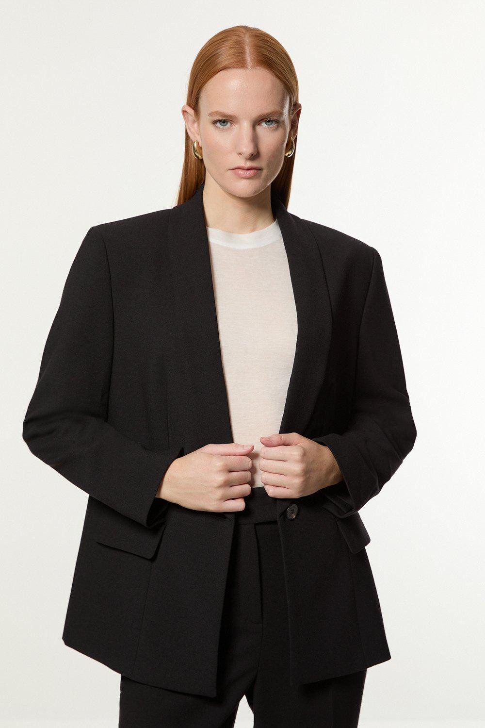 Compact Stretch Essential Tailored Single Breasted Blazer | Karen Millen UK + IE + DE + NL