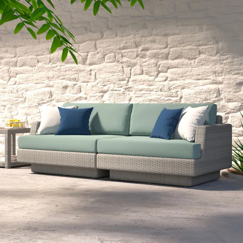 Ehrenfried 96'' Powder Coated Aluminum Outdoor Patio Sofa with Sunbrella® Cushions | Wayfair North America