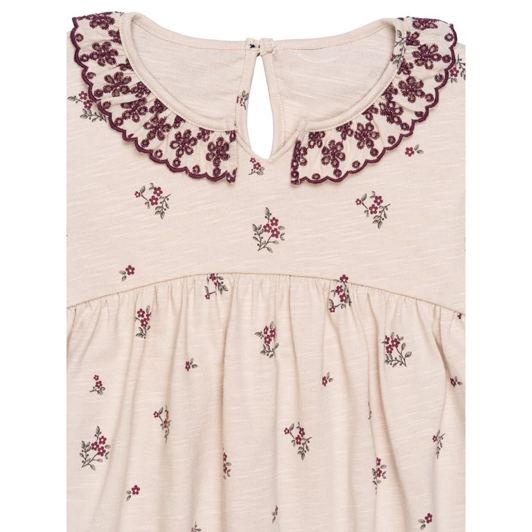 Modern Moments by Gerber Toddler Girl Dress with Neck Ruffle and Embroidery, Sizes 12 Months - 5T | Walmart (US)