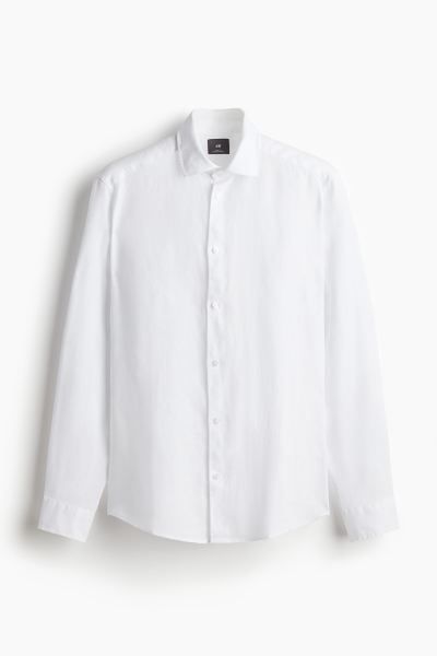 Slim Fit Linen Shirt - White - Men | H&M US | H&M (US + CA)
