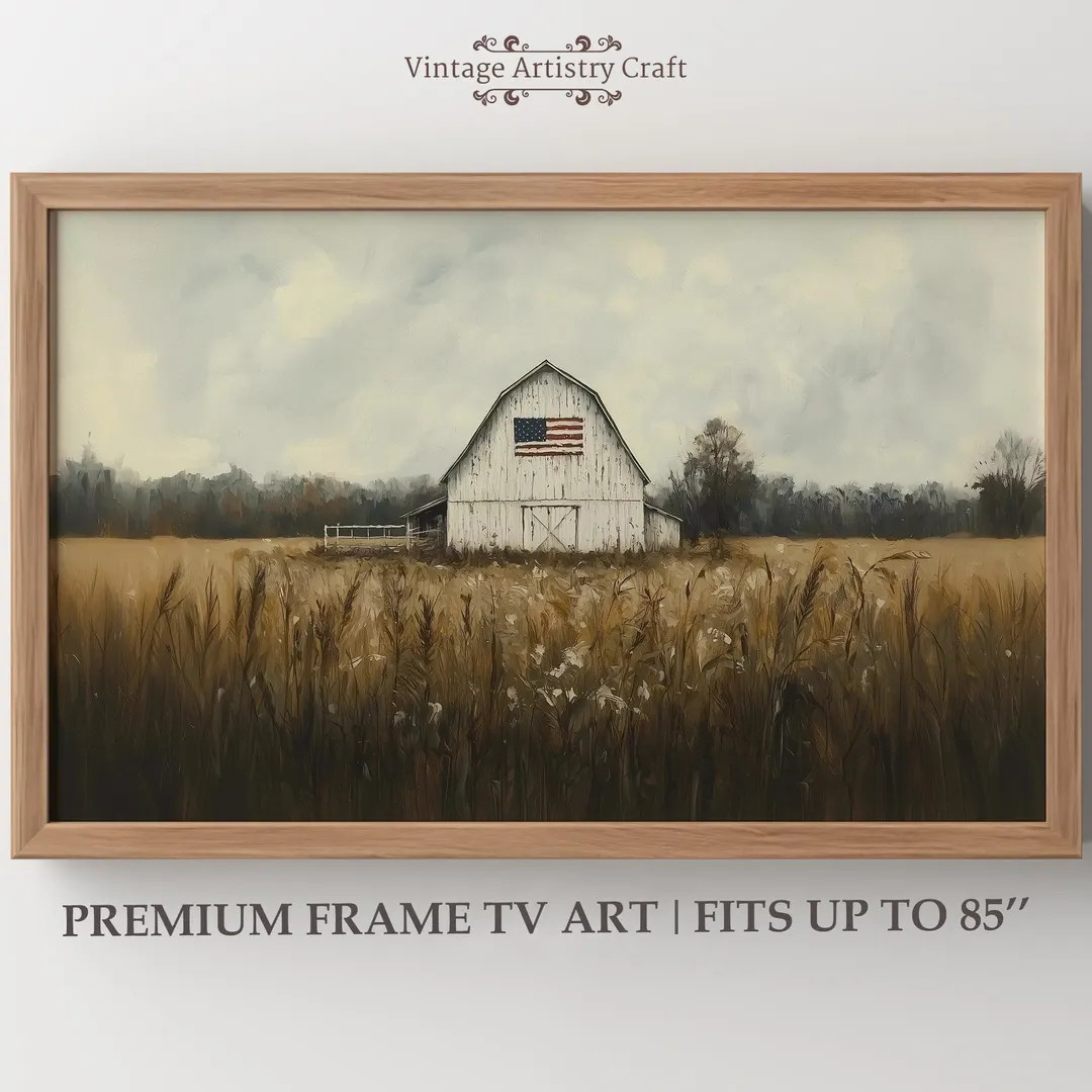 Frame TV Art 4th of July, Rustic American Flag Old Barn, American Heritage Frame TV, Summer Art f... | Etsy (Global)