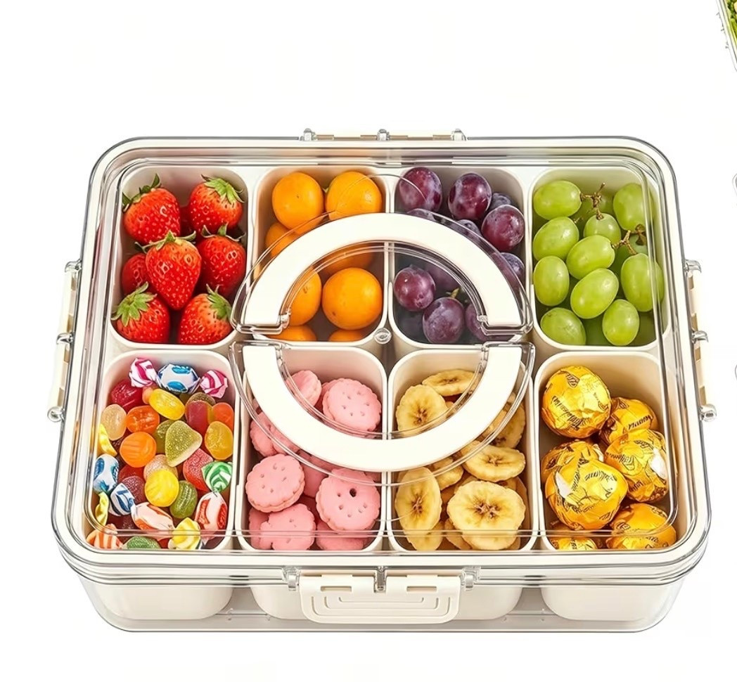 Divided Serving Tray with Lid and Handle - Snackle Box Charcuterie Container for Portable Snack Platters - Clear Organizer for Candy, Fruits, Nuts, Snacks - Perfect for Party, Entertaining

#LTKgrwm #LTKmomlife #LTKdayinmylife