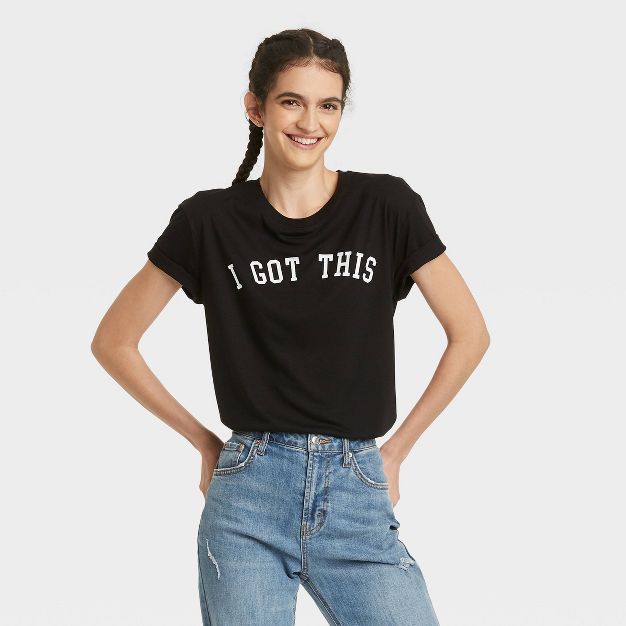 Women's I Got This Short Sleeve Graphic Boyfriend T-Shirt - Black | Target