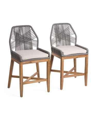 Set Of 2 Rope Crossweave Counter Stools With Cushion Seats | Marshalls