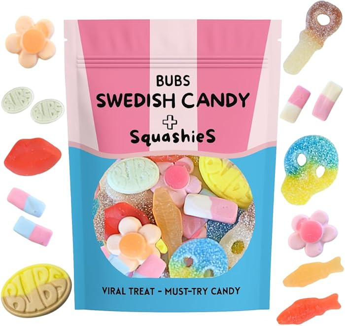 Swedish Candy Mix with UK’s Famous Squashies – 1.2 lbs Bulk Bag of Viral Sweets Including Bub... | Amazon (US)