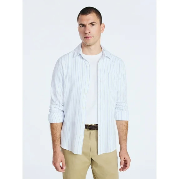 Free Assembly Men's Button Front Flannel Shirt with Long Sleeves, Sizes S-3XL | Walmart (US)
