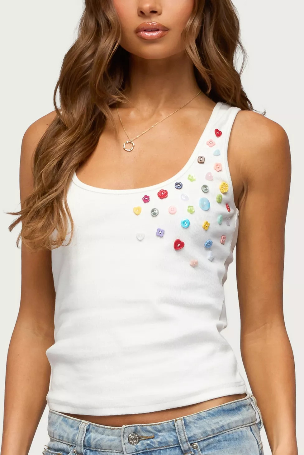 Edikted Natash Mixed Button Tank Top | Urban Outfitters (US and RoW)