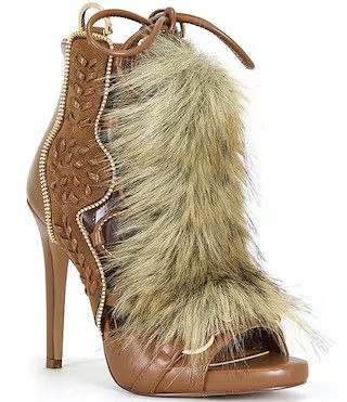 Shainy Faux Fur Lace Up Shooties | Dillard's