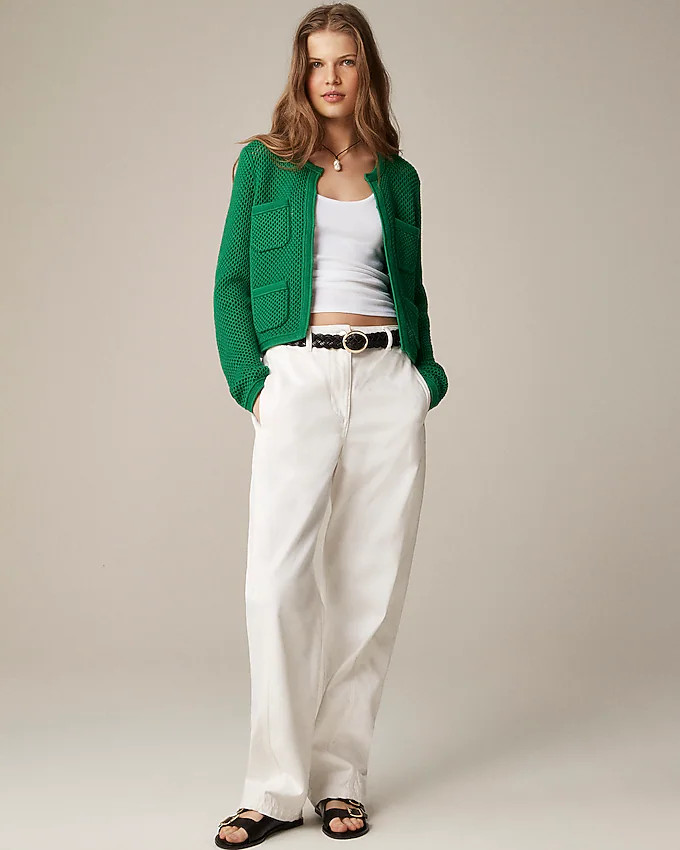 Open pointelle-stitch cardigan | J. Crew US