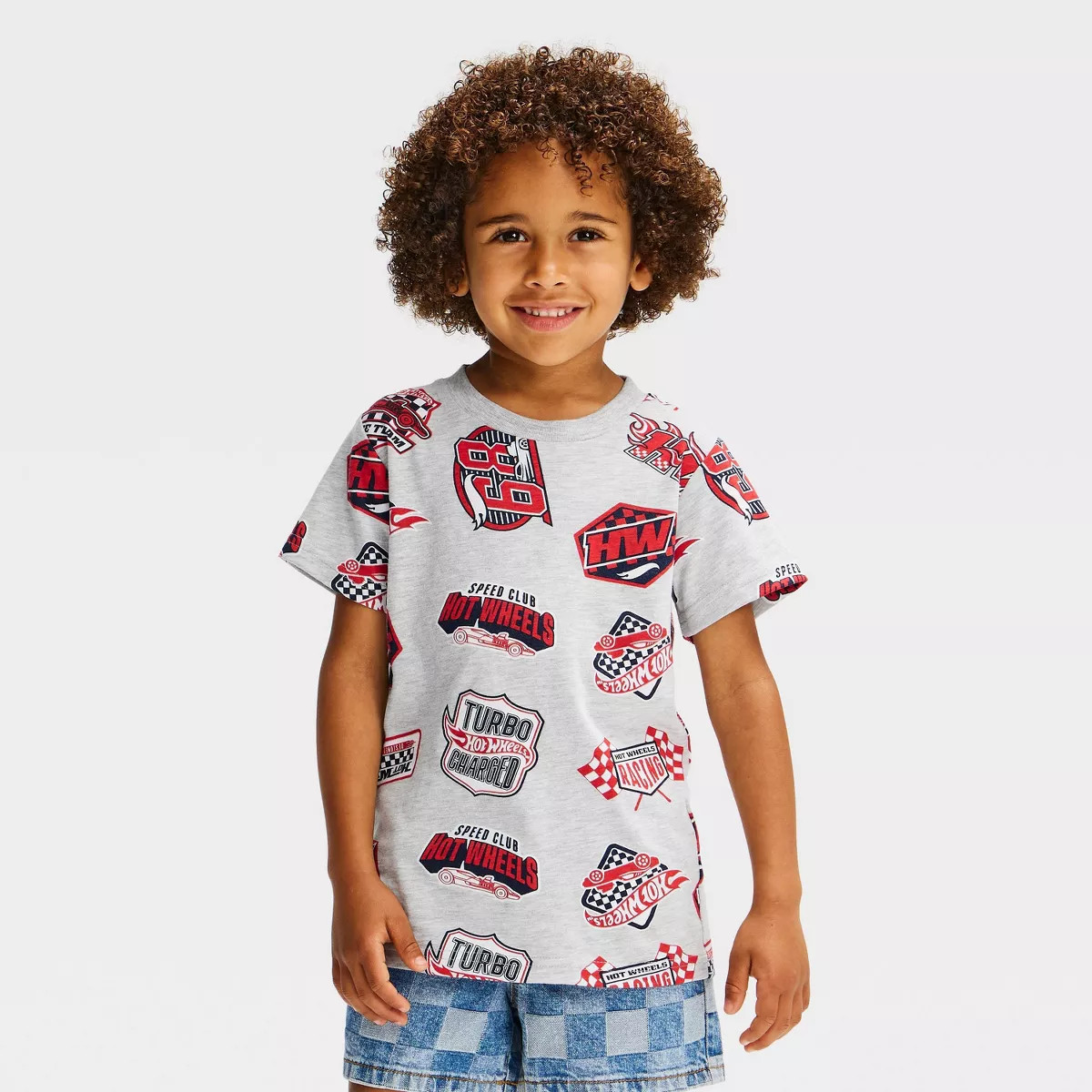 Toddler Boys' Hot Wheels All Over Print Graphic T-Shirt - Heathered Gray 18M | Target
