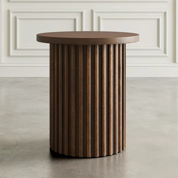 Rovena 24" Round Mid-Century Modern Fluted Pedestal Base End Table | Wayfair North America