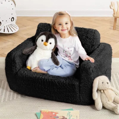 Folding Kids Chairs For Toddler, 2-In-1 Child Soft Couch Fold Out, Convertible Sofa To Lounger | Wayfair North America