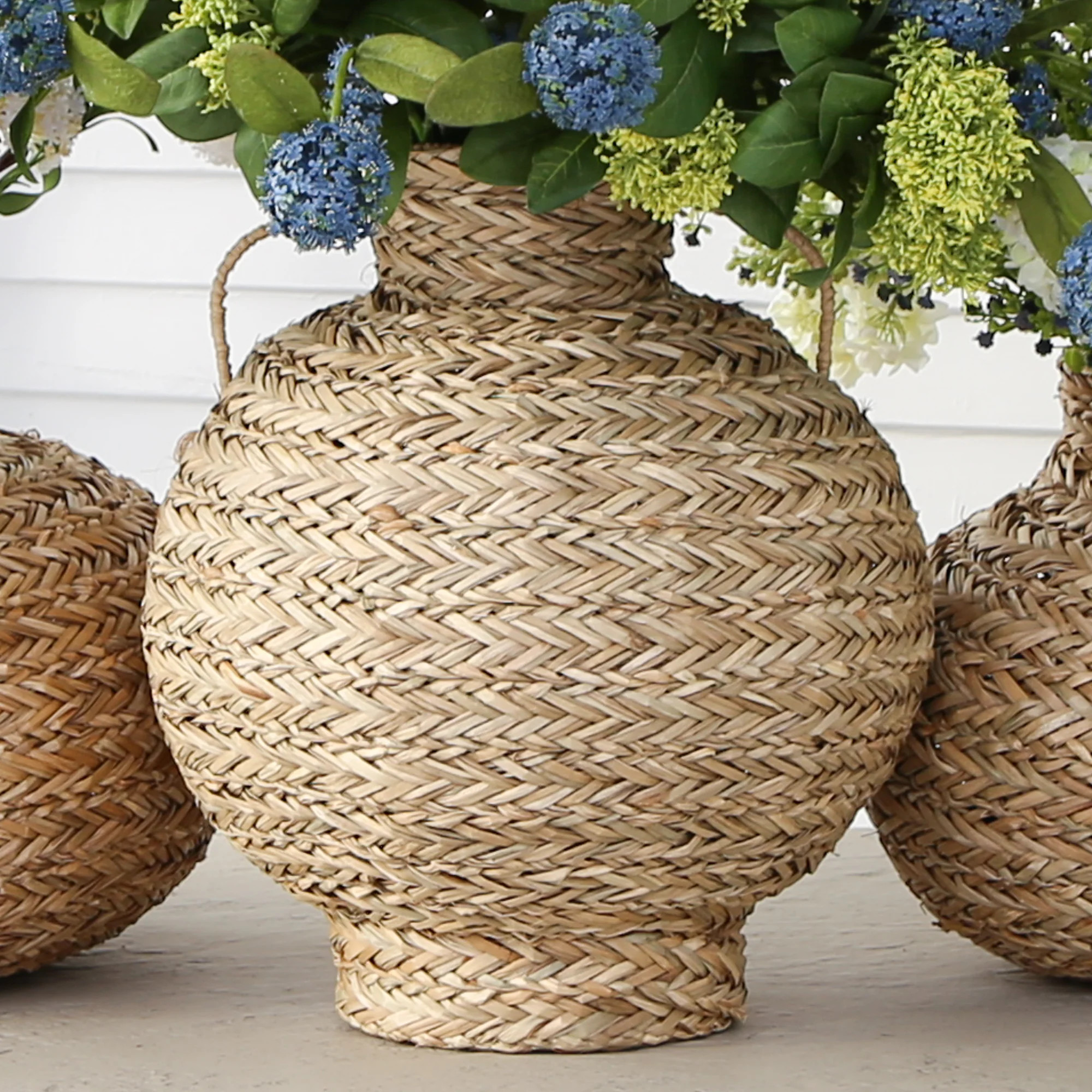 Seagrass Basket Vase with Handles | Interior Delights