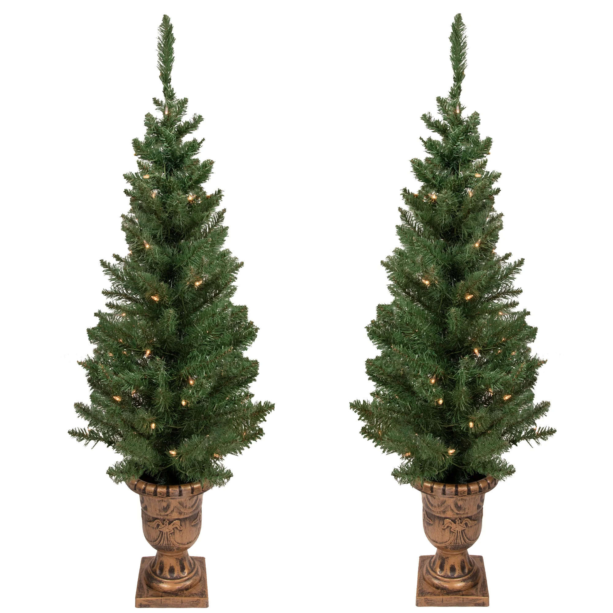 Northlight 2ct Prelit Artificial Christmas Tree Potted Porch Pine Topiary - Clear Lights - Walmar... | Walmart (US)