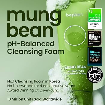 beplain Mung Bean pH-Balanced Cleansing Foam (5.4fl.oz/160ml) | Fragrance-Free | Non-Comedogenic ... | Amazon (US)