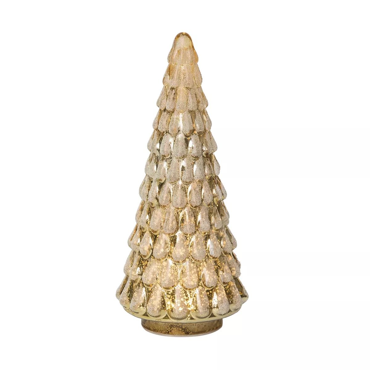 Transpac Glass 10.04 in. Gold Christmas Light Up Tree | Target