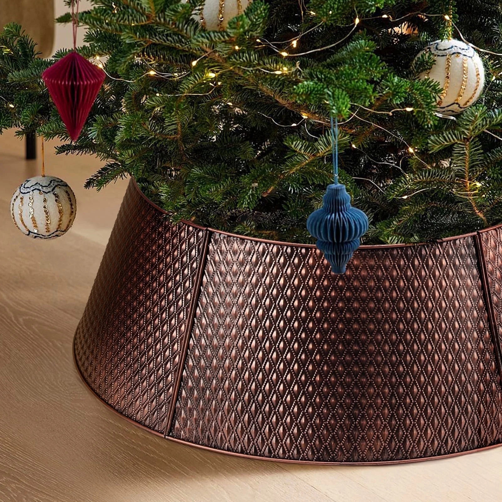 Ayieyill 28 Inch Christmas Tree Collar, Metal Christmas Tree Skirt, Water Base Protection, Bronze | Walmart (US)