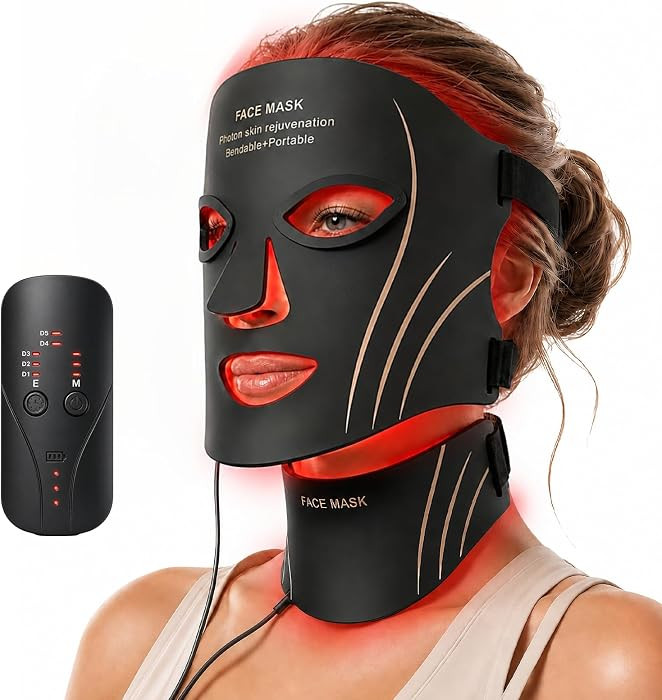 Red Light Therapy Mask for Face & Neck Skin Care, 7-Color Infrared Facial Mask with 309 LED Chips... | Amazon (US)