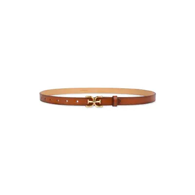 Sam Edelman Double E Logo Slim Leather Belt in Black at Nordstrom, Size Large | Nordstrom