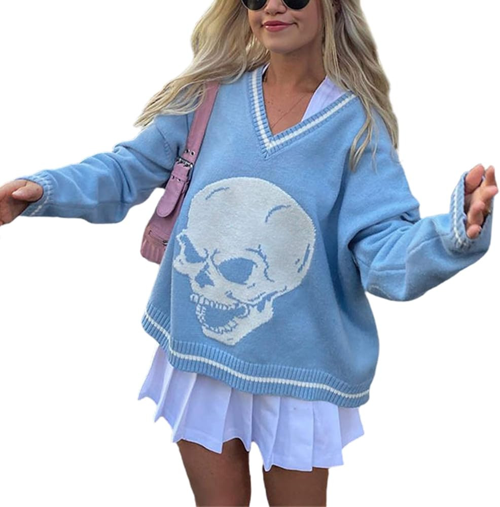 Women Check Knit Sweater Cardigans Y2K Knitwear V Neck Long Sleeve Button Down Crop Tops Casual O... | Amazon (US)