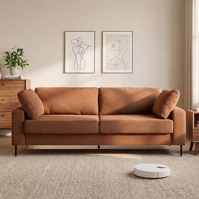 84.3" Modern Loveseat Sofa, Comfy Couches with Spring Cushion, Solid with Wood Frame, 2 Pillows I... | Amazon (US)