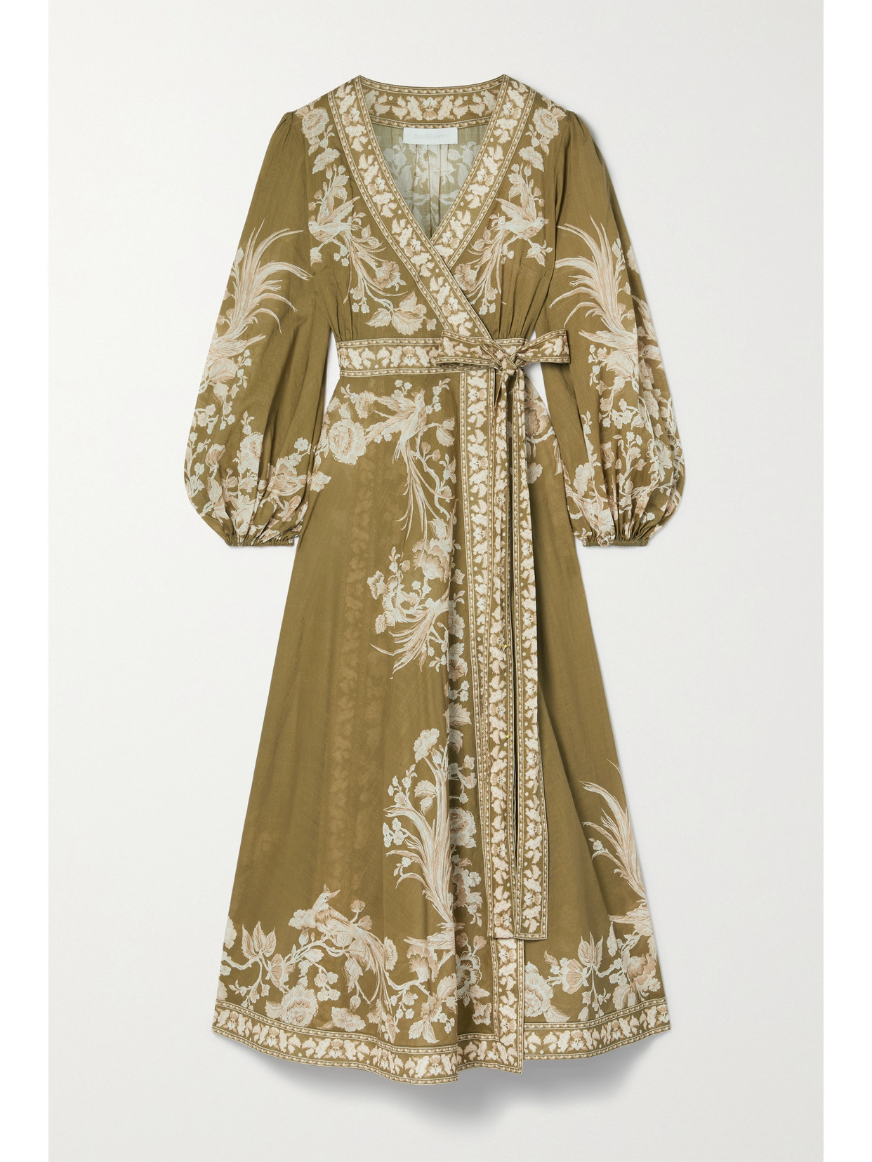 Zimmermann - Anneke Floral-print Cotton-voile Wrap Midi Dress - Green | NET-A-PORTER (US)