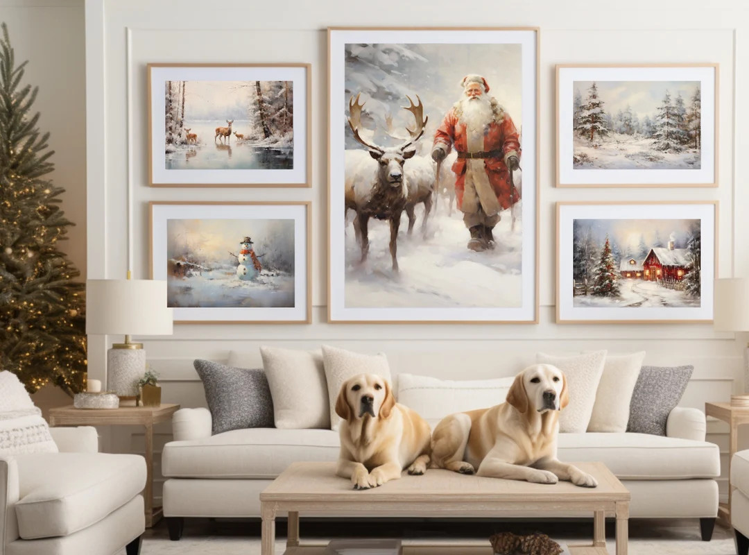 Winter Art Set 5 Christmas Art Prints Wall Art for Winter - Etsy | Etsy (US)