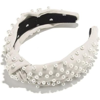 Lele Sadoughi | Women's Woven Pearl Knotted Headband, Ivory (White, One Size) | Maisonette | Maisonette