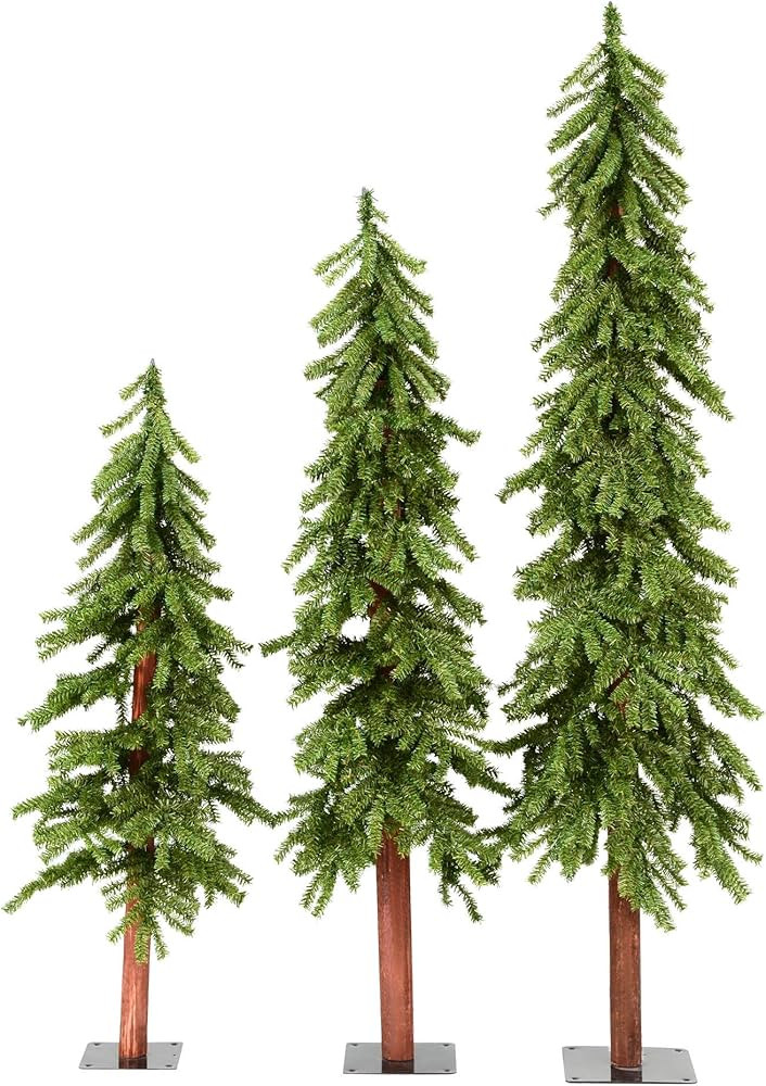 Vickerman 4' 5' 6' Natural Alpine Artificial Christmas Tree Set, Unlit - Christmas Tree Set | Amazon (US)