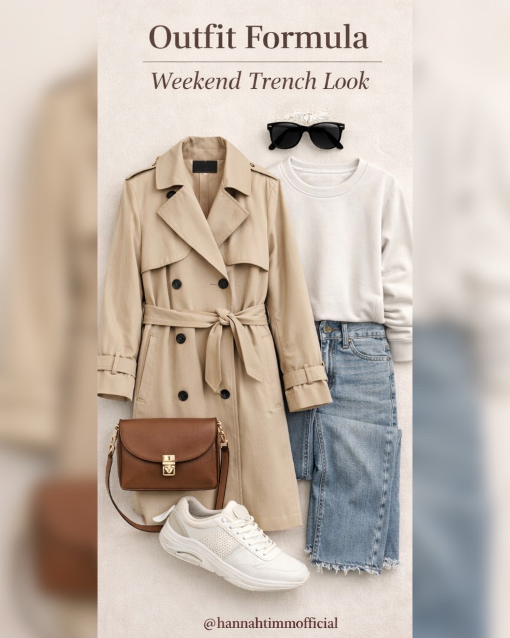 Your go-to weekend outfit formula 🤍
This is that effortless throw-on look that always works—classic trench, soft neutral layers, lived-in denim, and clean sneakers.

If you’re building a capsule wardrobe or just want outfits that feel put together without overthinking…start here.

Linked my fave pieces + affordable finds so you can recreate the whole look or mix it into what you already own.

✨ perfect for: travel days, coffee runs, casual meetings, spring layering
✨ staples you’ll wear on repeat

Tap to shop everything ↓
