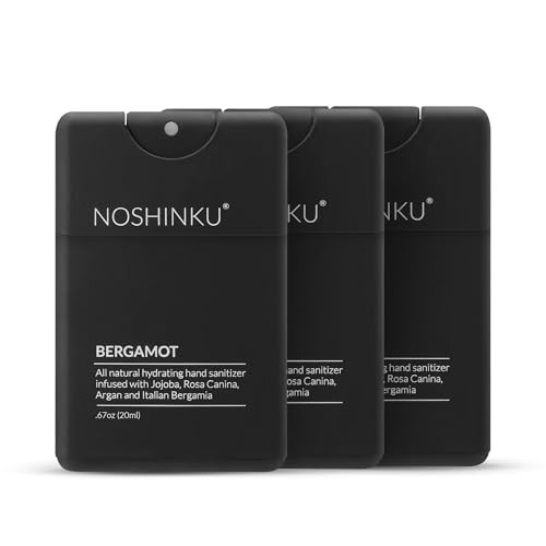 Noshinku Bergamot Refillable Pocket Hand Sanitizer 3-Pack | Organic Sanitizing Mist with Moisturizing Botanical Oils | Kills 99.9% of Germs | FDA Registered Sugarcane Derived Alcohol | Travel Size | Amazon (US)
