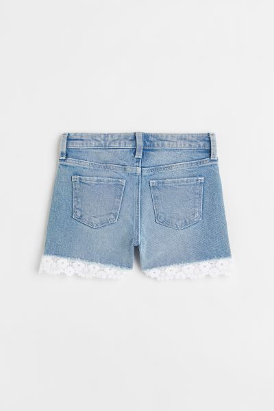 Shorts in washed, stretch, flexible cotton denim for added comfort. Adjustable, elasticized waist... | H&M (US + CA)
