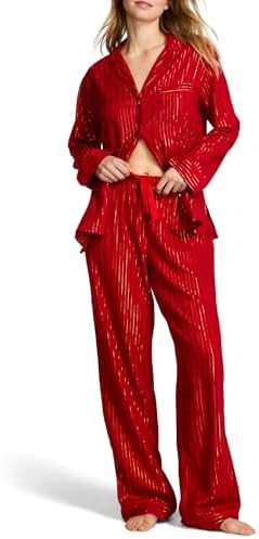 Victoria's Secret Flannel Pajama Set, Long Sleeve Button Down Shirt & Pants, Sleepwear for Women ... | Amazon (US)