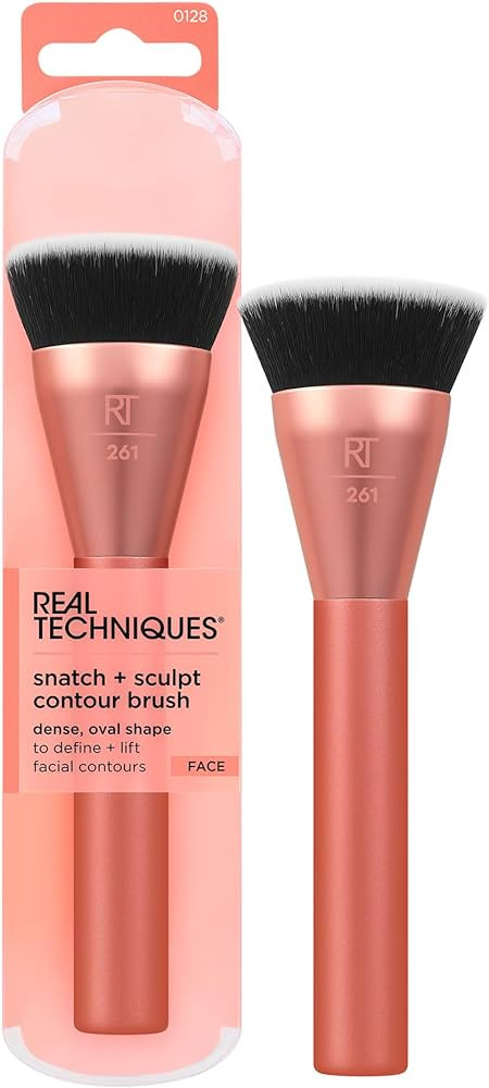 Real Techniques Snatch + Sculpt Contour Makeup Brush, For Liquid & Cream Contour & Bronzer, Flat ... | Amazon (US)