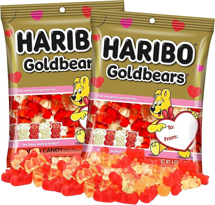 Valentine's Day Goldbear Gummy Bears, Raspberry and Pineapple Flavored Gummies, Candy Bowl Filler... | Amazon (US)