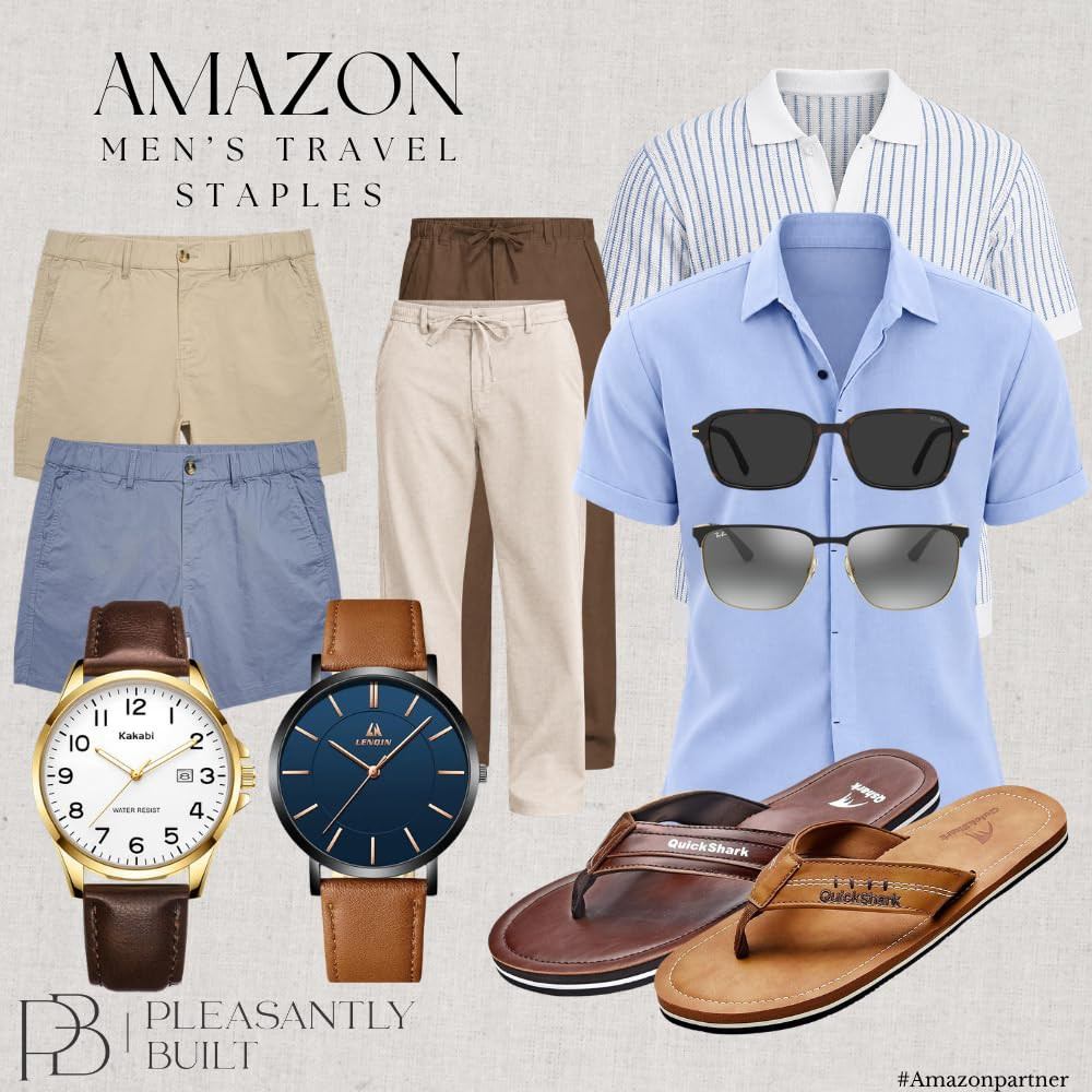 Weekend travel essentials: shorts, shirts, and flip-flops ready for your next adventure! #travelstyle #amazonfashion #amazonstyle #amazonmen #amazonfinds #pleasantlybuilt 

 #LTKWorkwear #LTKTravel #LTKMens