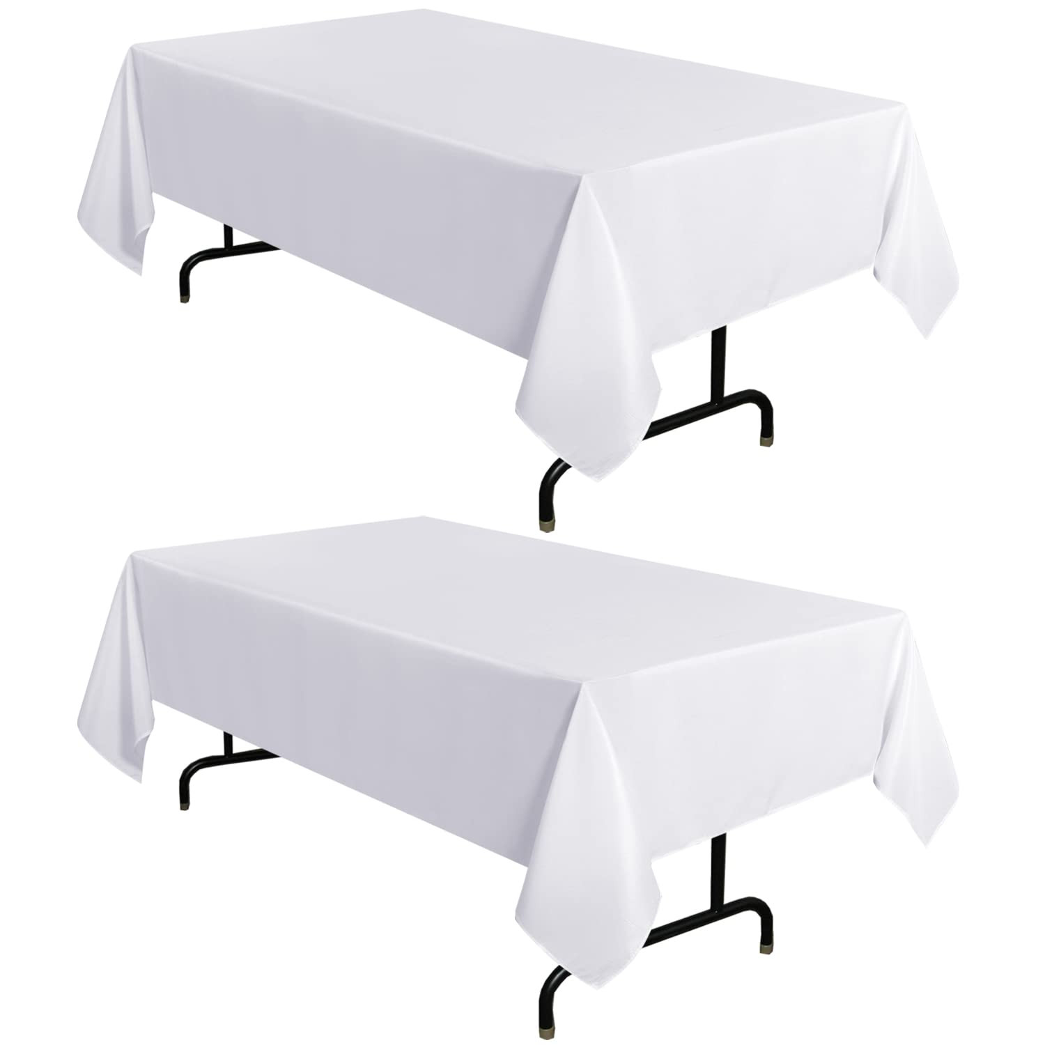 sancua 2 Pack White Tablecloth 60 x 102 Inch, Rectangle 6 Feet Table Cloth - Stain and Wrinkle Re... | Amazon (US)