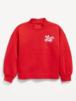 Mock-Neck Graphic Cocoon Sweatshirt for Girls | Old Navy (US)