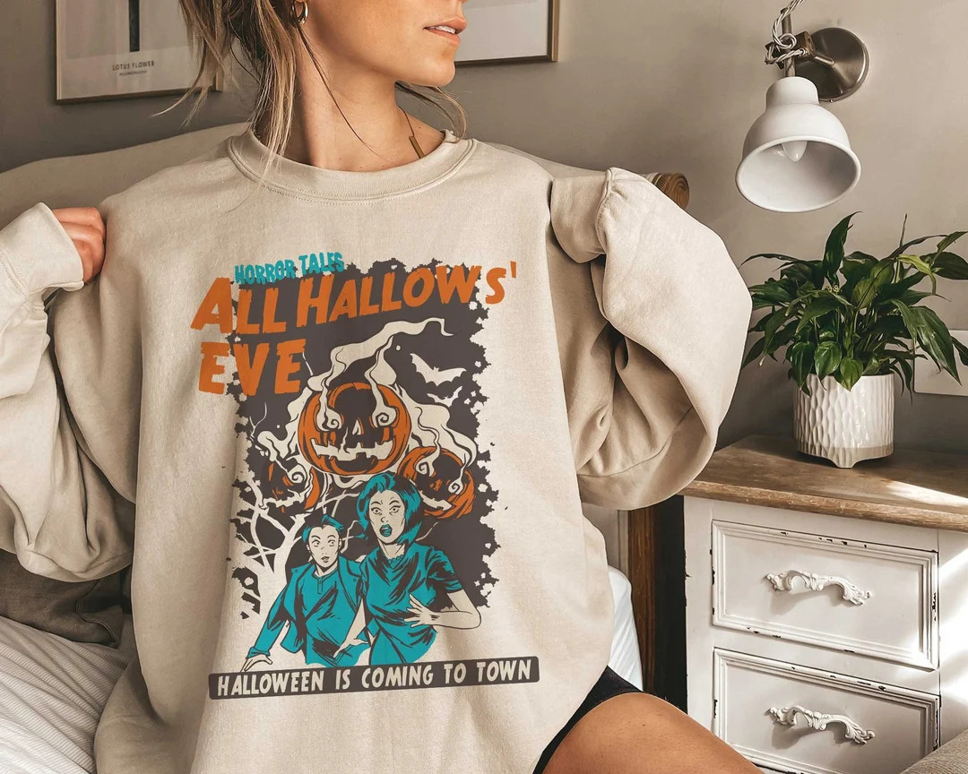 Vintage Halloween Sweatshirt Halloween Sweatshirt Fall Sweatshirt Retro Sweatshirt Halloween Crew... | Etsy (US)