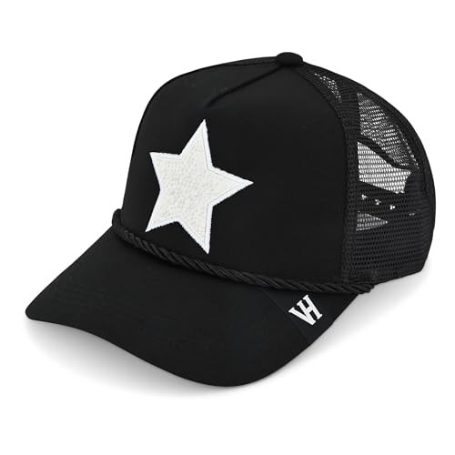 VINTAGE HAVANA Trucker Hats Women | Mesh Adjustable Snapback Hat | Men & Women Cute Trendy Fashion Baseball Cap One Size Black/Pearl | Amazon (US)