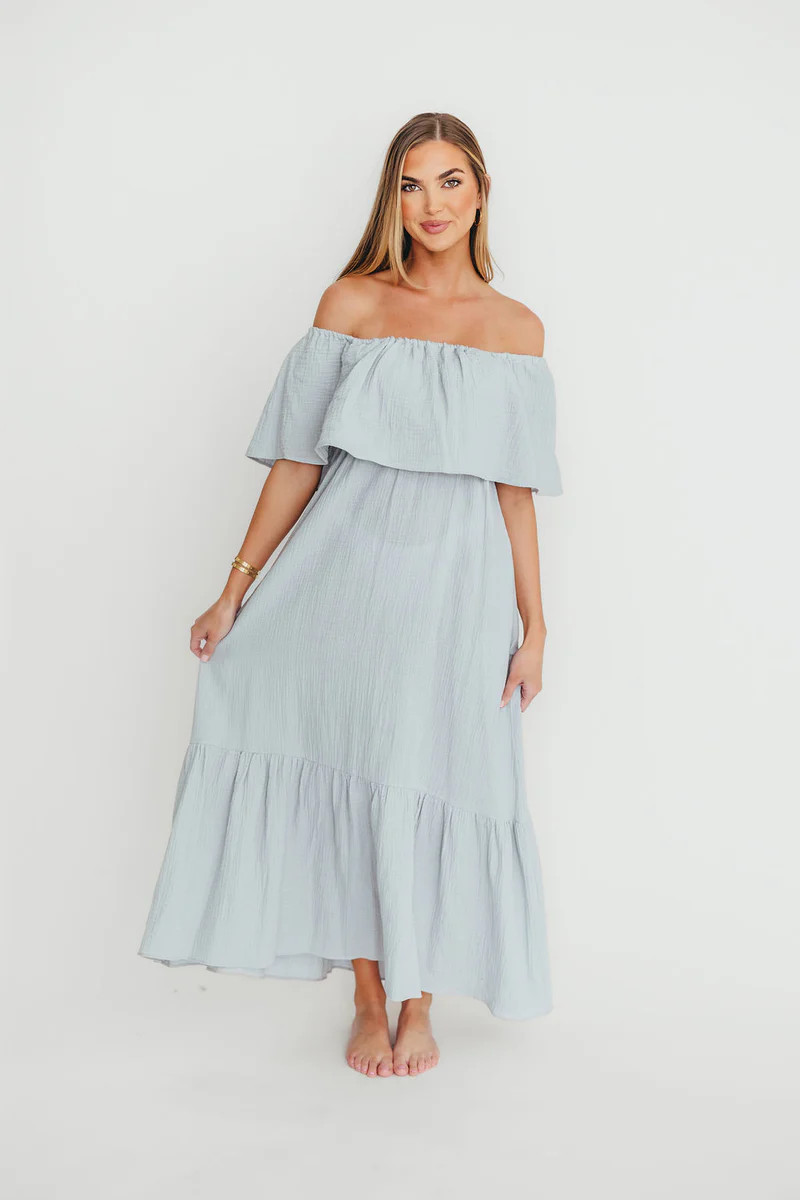 Josie 100% Cotton Maxi Dress in Cloud - Bump & Nursing Friendly | Worth Collective