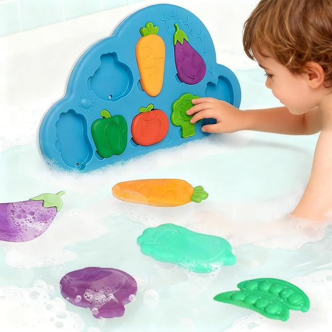 DQMOON Stick, Match & Learn Toddler Bath Toys | Suction Cup Silicone Veggies Puzzle | Montessori ... | Amazon (US)