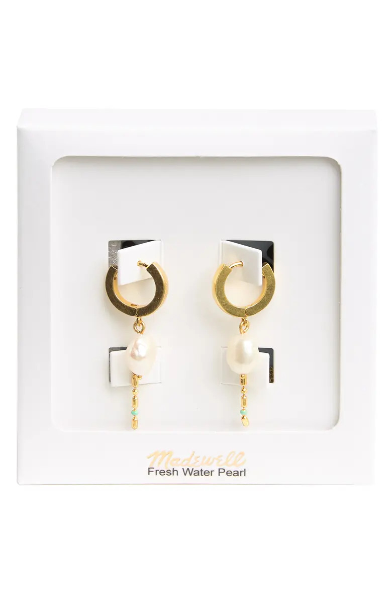 Madewell Gold Plated Keshi 4mm Freshwater Pearl Crystal 2-Piece Earring Set | Nordstromrack | Nordstrom Rack