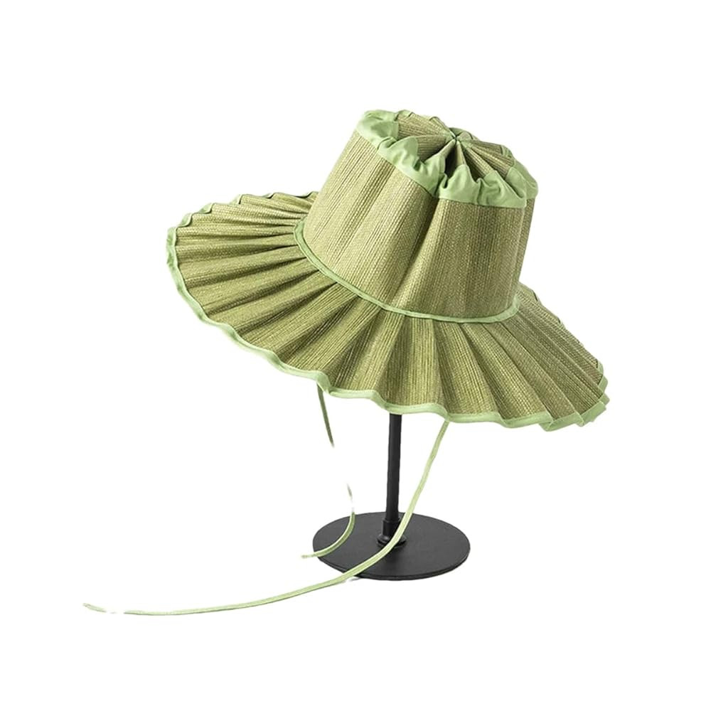 Wide-Brimmed Straw Summer Pleated Outdoor Beach Sun Cap Visor Foldable Party Wedding Hat for Wome... | Amazon (US)